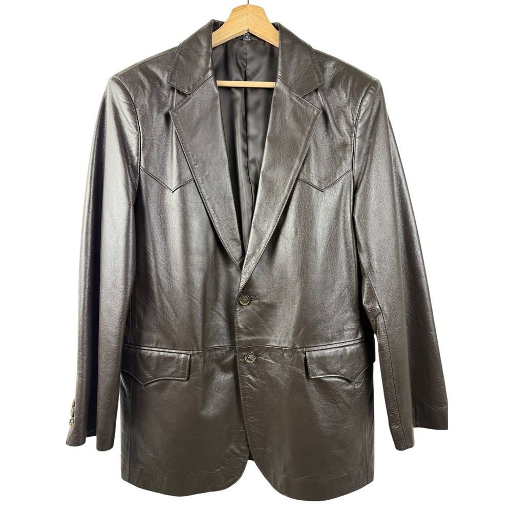 Circle S Dallas Texas Men's Leather Western Yoke Blazer Brown | 38R